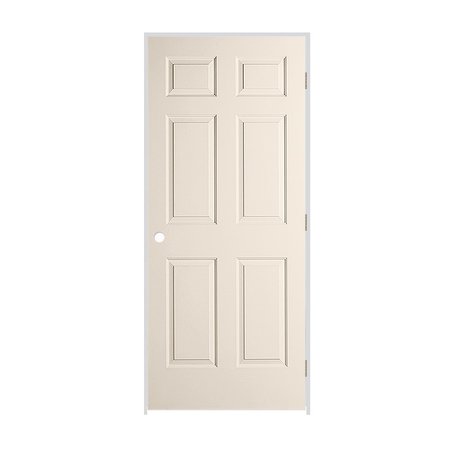 CODEL DOORS 18" x 80" x 1-3/8" Primed 6-Panel Colonist Molded Hollow Core 7-1/4" LH Prehung Door w/Stn Nckl Hngs 1668MHCCOLLH15714